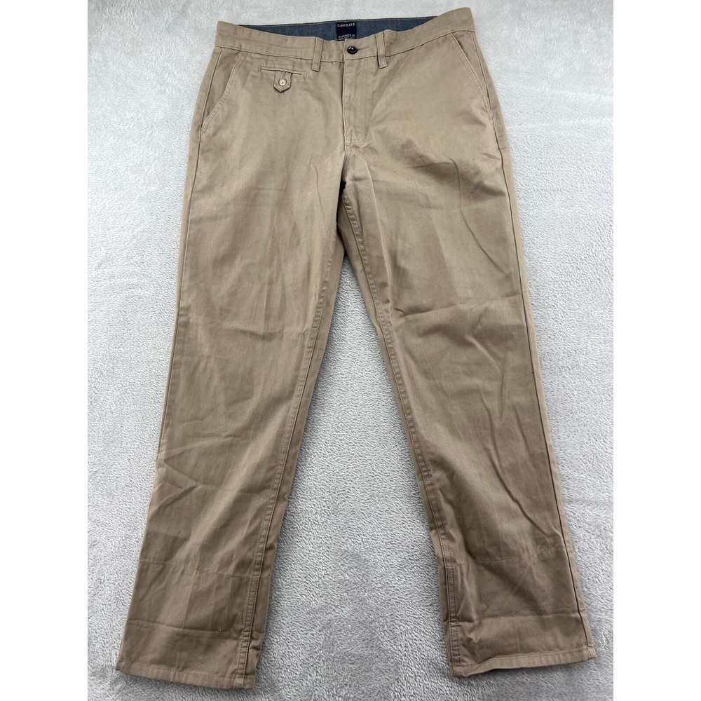 Goodale Chino Pants Men's 36x30 Tan Khaki Straight Leg Cotton Twill Trousers